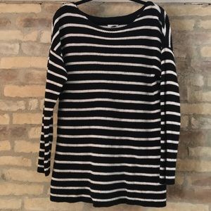 Black and whit striped sweater tunic